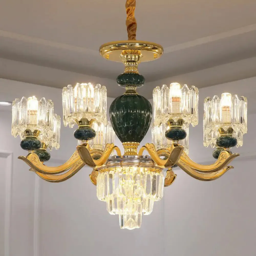 Vintage Prismatic Crystal Chandelier - Elegant Dining Room Lighting Fixture