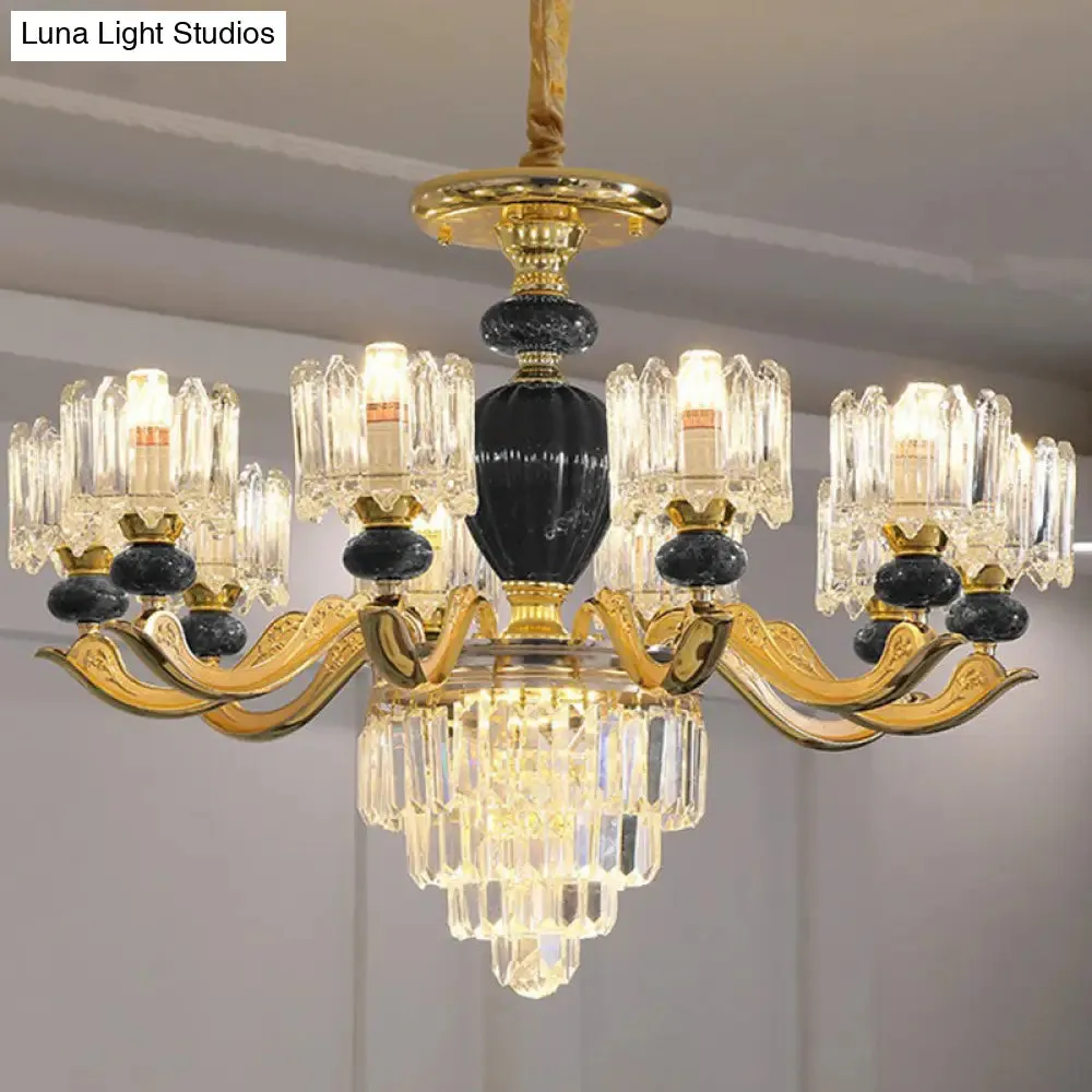 Vintage Prismatic Crystal Chandelier - Elegant Dining Room Lighting Fixture