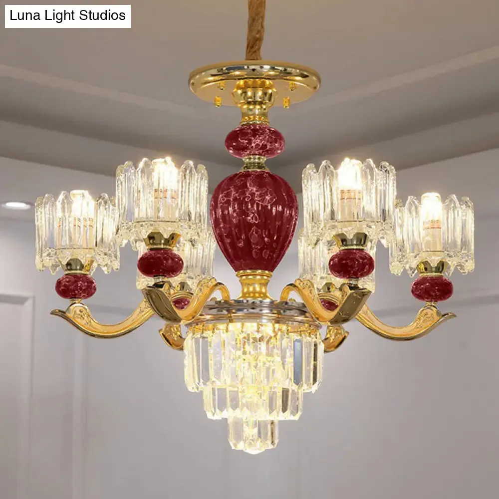 Vintage Prismatic Crystal Chandelier - Elegant Dining Room Lighting Fixture