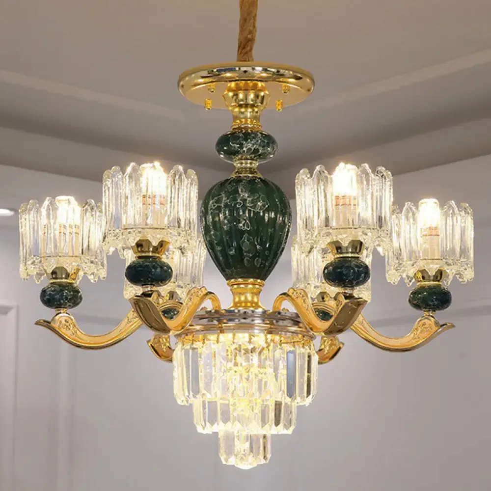 Vintage Prismatic Crystal Chandelier - Elegant Dining Room Lighting Fixture