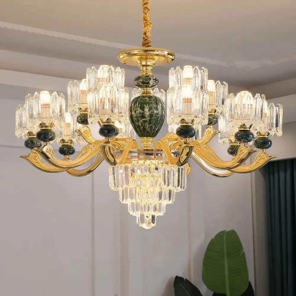 Vintage Prismatic Crystal Chandelier - Elegant Dining Room Lighting Fixture