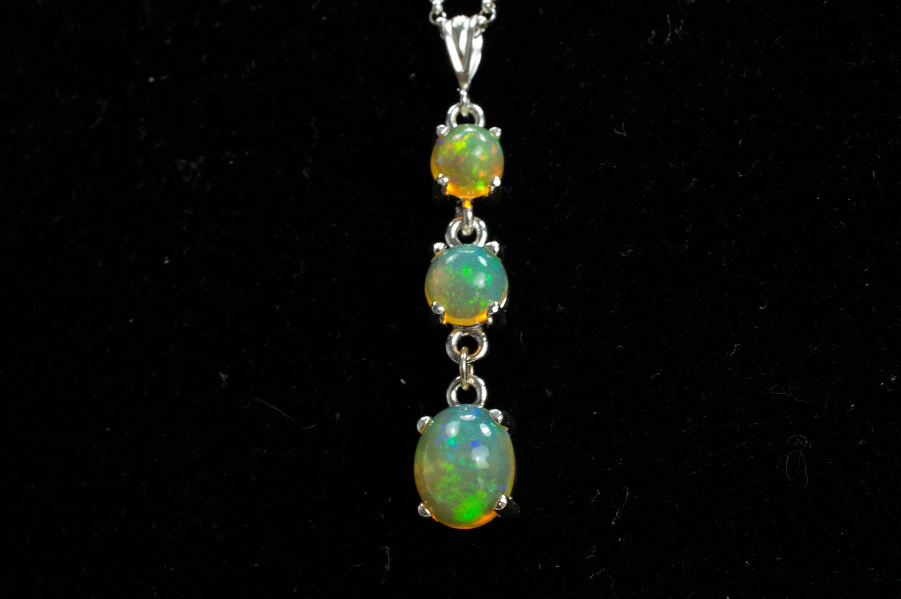 Welo Opal Sterling Silver Pendant, Genuine Untreated Ethiopian Opals