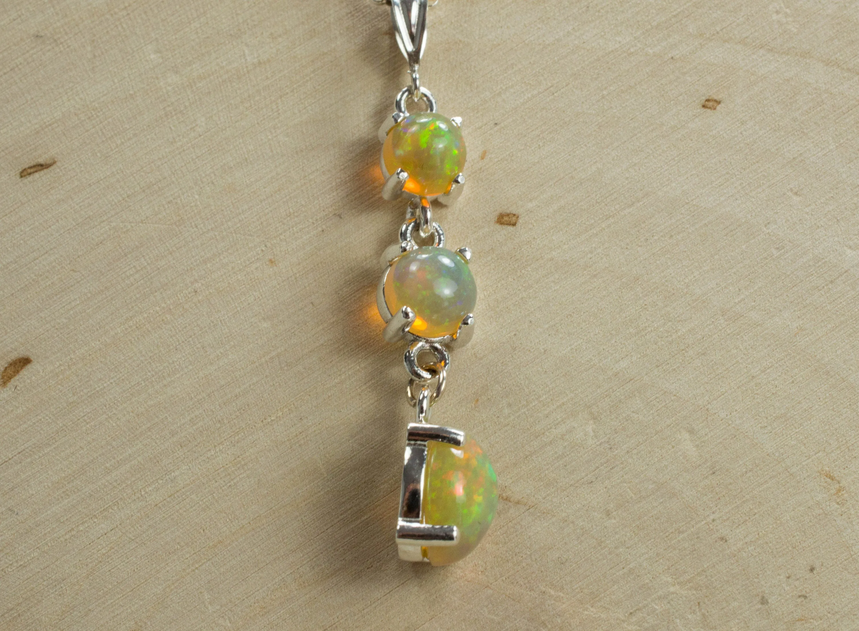 Welo Opal Sterling Silver Pendant, Genuine Untreated Ethiopian Opals