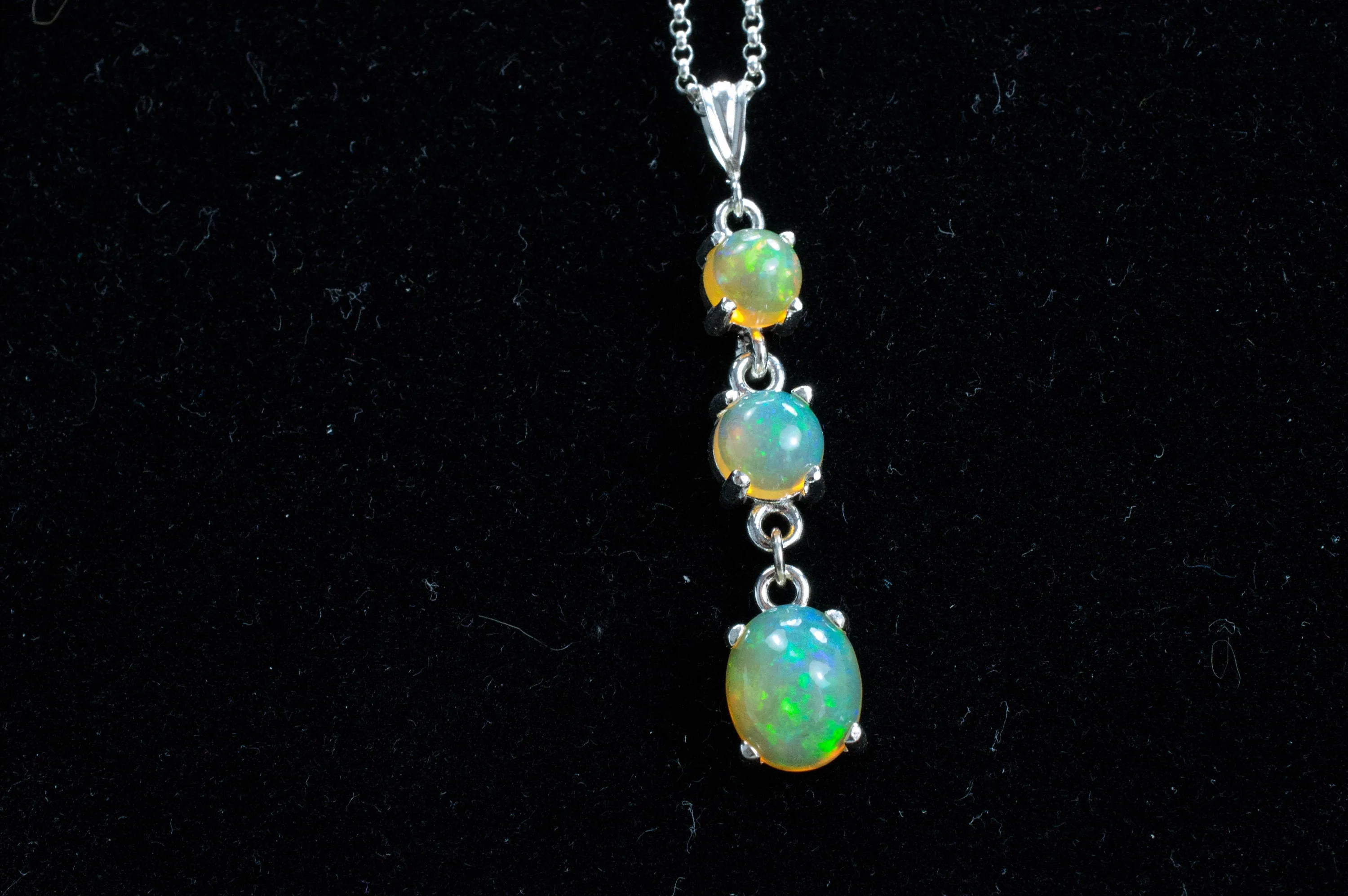 Welo Opal Sterling Silver Pendant, Genuine Untreated Ethiopian Opals