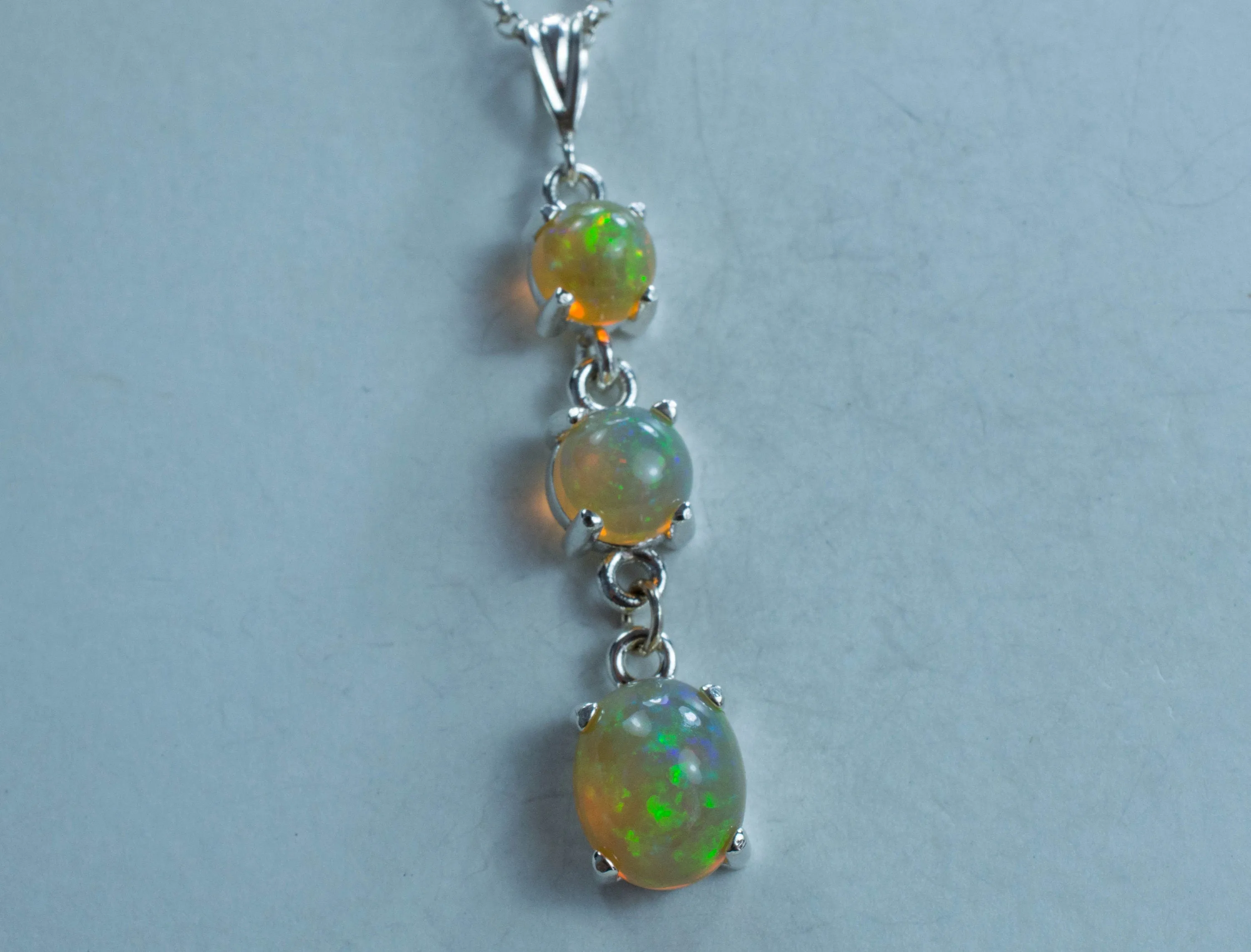 Welo Opal Sterling Silver Pendant, Genuine Untreated Ethiopian Opals