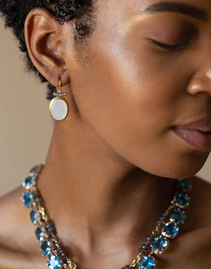 White Moonstone Pagoda Earrings