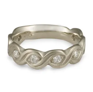 Wide Tides with Diamonds Wedding Ring in Palladium