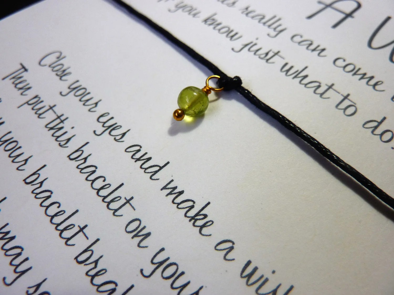 Wish Bracelet - Peridot Gemstone. Birthstone Bracelet. Healing Chakra.