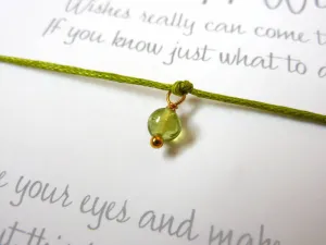 Wish Bracelet - Peridot Gemstone. Birthstone Bracelet. Healing Chakra.