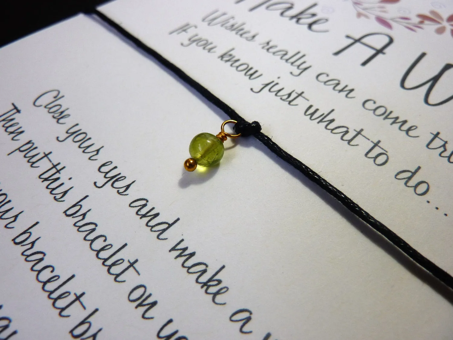 Wish Bracelet - Peridot Gemstone. Birthstone Bracelet. Healing Chakra.